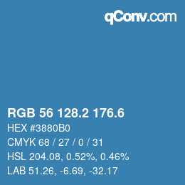カラーコード: RGB 56 128.2 176.6 | qconv.com