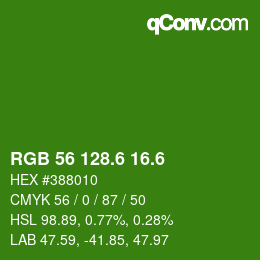 カラーコード: RGB 56 128.6 16.6 | qconv.com
