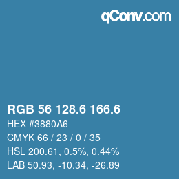 カラーコード: RGB 56 128.6 166.6 | qconv.com