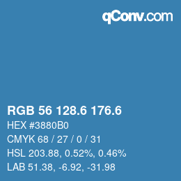 カラーコード: RGB 56 128.6 176.6 | qconv.com
