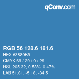 カラーコード: RGB 56 128.6 181.6 | qconv.com