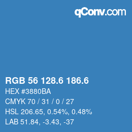 カラーコード: RGB 56 128.6 186.6 | qconv.com