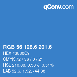カラーコード: RGB 56 128.6 201.6 | qconv.com