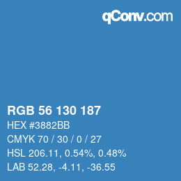 颜色代码: RGB 56 130 187 | qconv.com