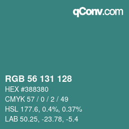 Color code: RGB 56 131 128 | qconv.com