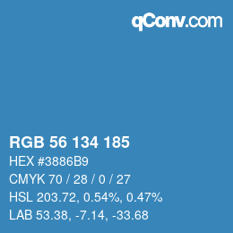 颜色代码: RGB 56 134 185 | qconv.com