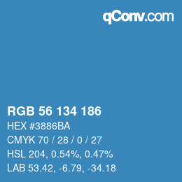 Color code: RGB 56 134 186 | qconv.com