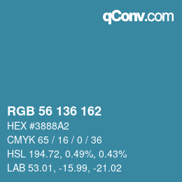 Color code: RGB 56 136 162 | qconv.com