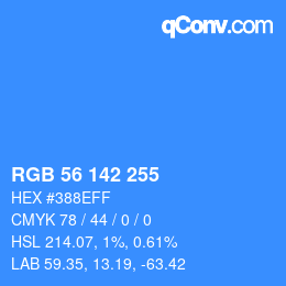 Color code: RGB 56 142 255 | qconv.com