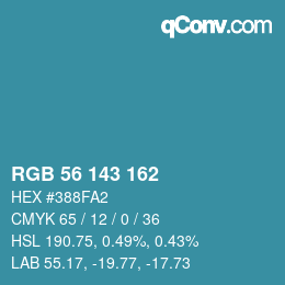 Color code: RGB 56 143 162 | qconv.com