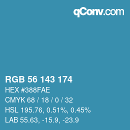 Color code: RGB 56 143 174 | qconv.com