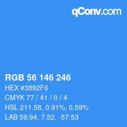 カラーコード: RGB 56 146 246 | qconv.com