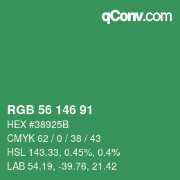 颜色代码: RGB 56 146 91 | qconv.com