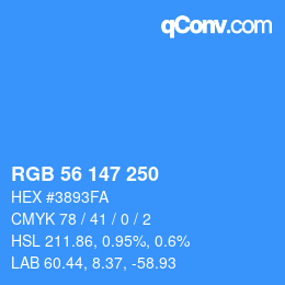 Color code: RGB 56 147 250 | qconv.com