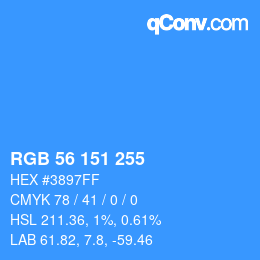 Color code: RGB 56 151 255 | qconv.com