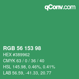 颜色代码: RGB 56 153 98 | qconv.com