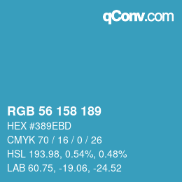颜色代码: RGB 56 158 189 | qconv.com