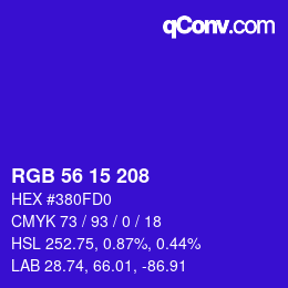 Color code: RGB 56 15 208 | qconv.com