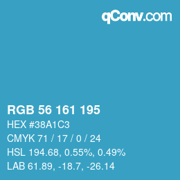 颜色代码: RGB 56 161 195 | qconv.com