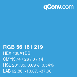 Color code: RGB 56 161 219 | qconv.com