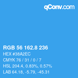 Color code: RGB 56 162.8 236 | qconv.com