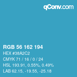 颜色代码: RGB 56 162 194 | qconv.com