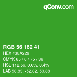 Color code: RGB 56 162 41 | qconv.com
