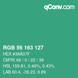 颜色代码: RGB 56 163 127 | qconv.com