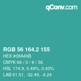Color code: RGB 56 164.2 155 | qconv.com