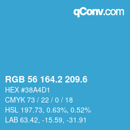 カラーコード: RGB 56 164.2 209.6 | qconv.com