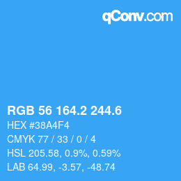 カラーコード: RGB 56 164.2 244.6 | qconv.com