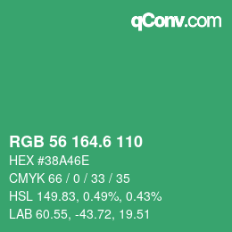 カラーコード: RGB 56 164.6 110 | qconv.com