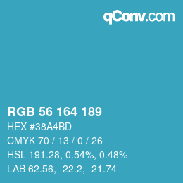 颜色代码: RGB 56 164 189 | qconv.com