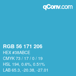 颜色代码: RGB 56 171 206 | qconv.com