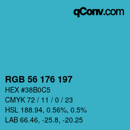 Color code: RGB 56 176 197 | qconv.com