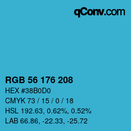カラーコード: RGB 56 176 208 | qconv.com