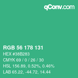 カラーコード: RGB 56 178 131 | qconv.com