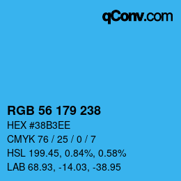 Color code: RGB 56 179 238 | qconv.com