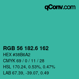 カラーコード: RGB 56 182.6 162 | qconv.com