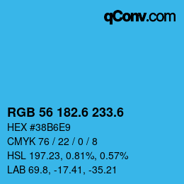 カラーコード: RGB 56 182.6 233.6 | qconv.com