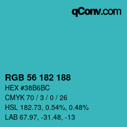 Color code: RGB 56 182 188 | qconv.com