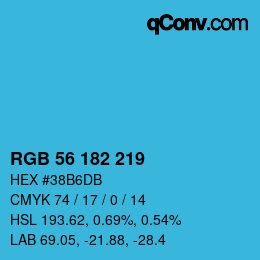 Color code: RGB 56 182 219 | qconv.com
