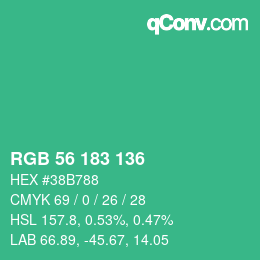 Color code: RGB 56 183 136 | qconv.com