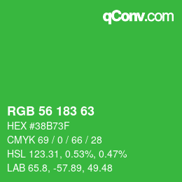カラーコード: RGB 56 183 63 | qconv.com