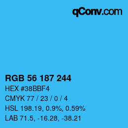 Code couleur: RGB 56 187 244 | qconv.com