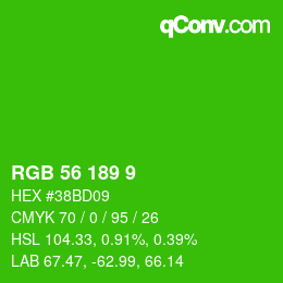 カラーコード: RGB 56 189 9 | qconv.com