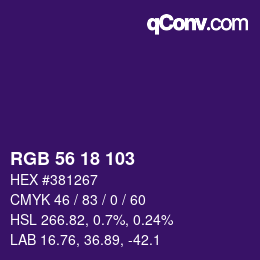 Farbcode: RGB 56 18 103 | qconv.com
