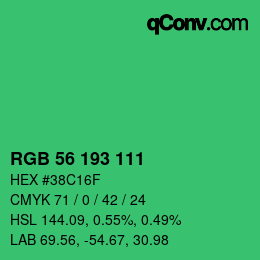 Color code: RGB 56 193 111 | qconv.com