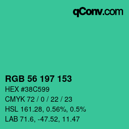 Color code: RGB 56 197 153 | qconv.com