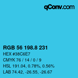 Color code: RGB 56 198.8 231 | qconv.com